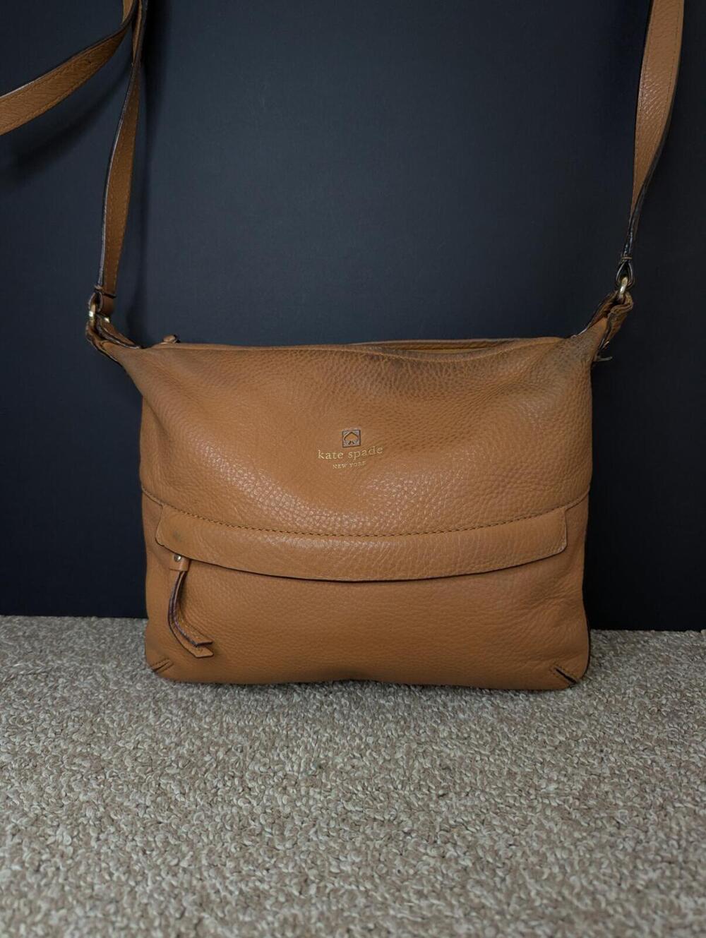 Kate Spade Grant Park Starla Crossbody Bag Camel Pebbled Leather Purse